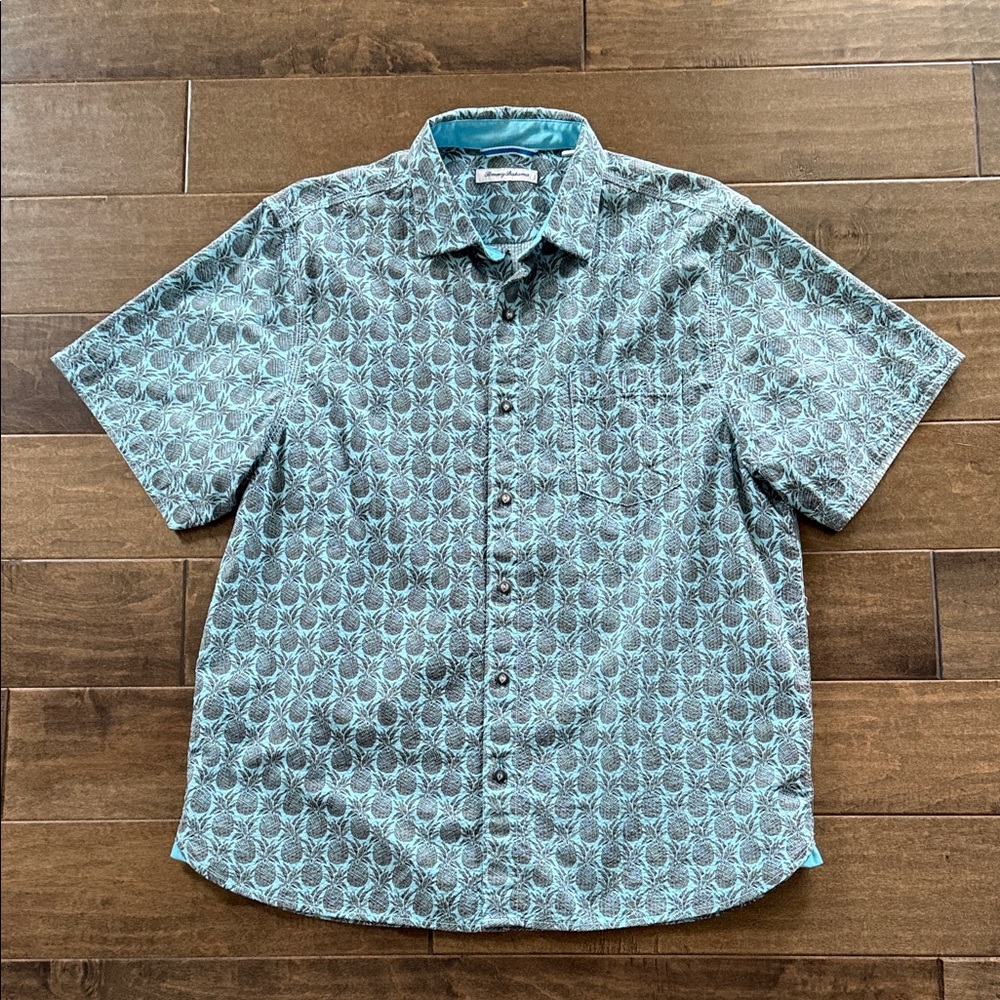 Tommy Bahama Teal Patterned Button Down Shirt